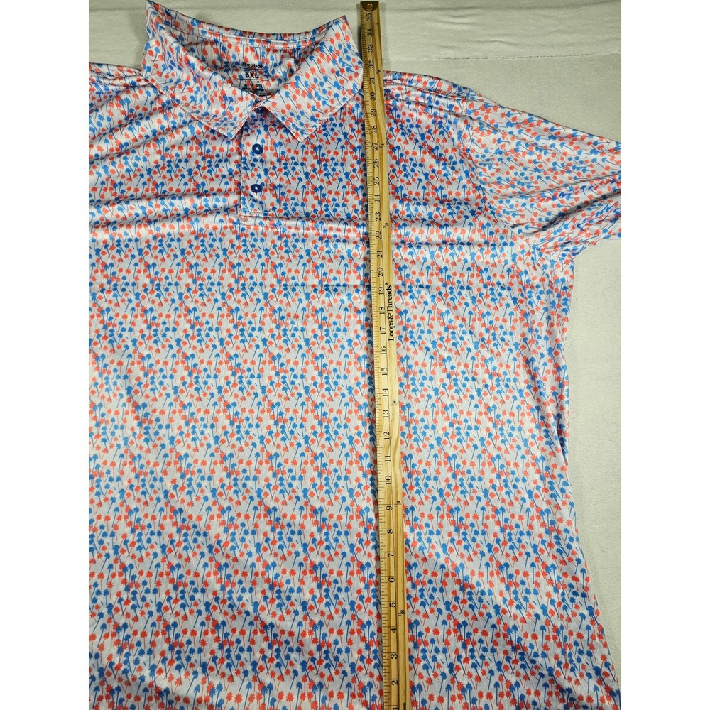 Reebok Speedwick Mens 5XL Polo Shirt Palm Tree Print Blue Orange DXGS25678 - Picture 5 of 9